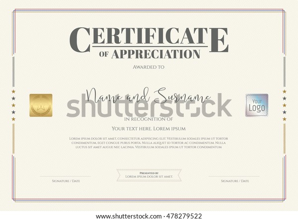 Certificate Appreciation Template Watermark Background Stock Vector ...