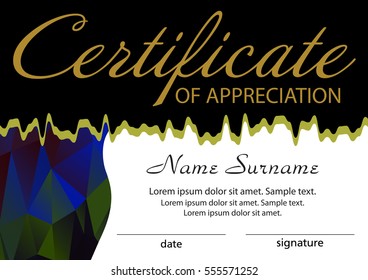 Certificate of appreciation template . Winning the competition. Reward. Vector illustration.