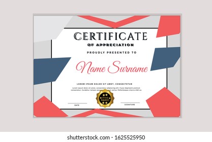 Certificate of Appreciation template.Trendy geometric design. Layered eps10 vector.