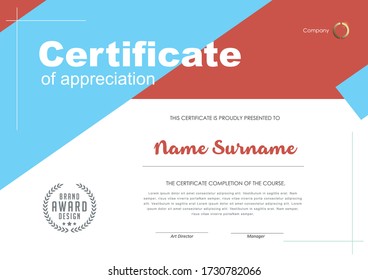 Certificate of Appreciation template.Trendy geometric design,diploma,Vector illustration.