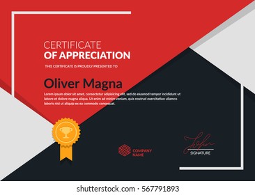 "Certificate of Appreciation" trendy design. Simple geometric shapes composition. Layered eps10 vector.