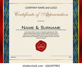 Certificate of Appreciation with wax seal