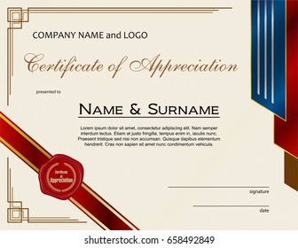 Certificate of Appreciation with wax seal and ribbon