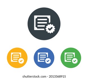 Certificate with approval seal icon set. Guarantee concept