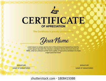 Certificate Apreciation Company Logo Gold Background