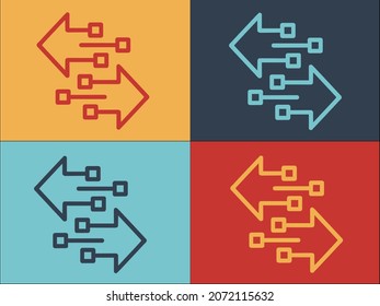 Plantilla de logotipo de flechas de certificado, icono plano simple del certificado, flecha,vector