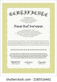 Certificate.  Artistry design.   Vector illustration.  Yellow color.