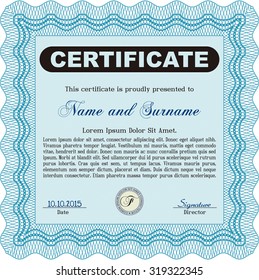 Certificate. Artistry design. Vector illustration.With complex background. 