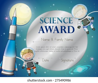 Certificate with astronaunt and space in background