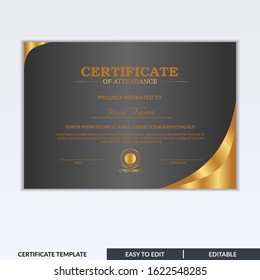 Certificate of attendance template for students who complete study program