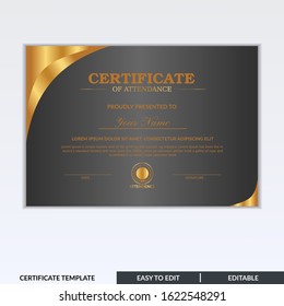 Certificate of attendance template for students who complete study program