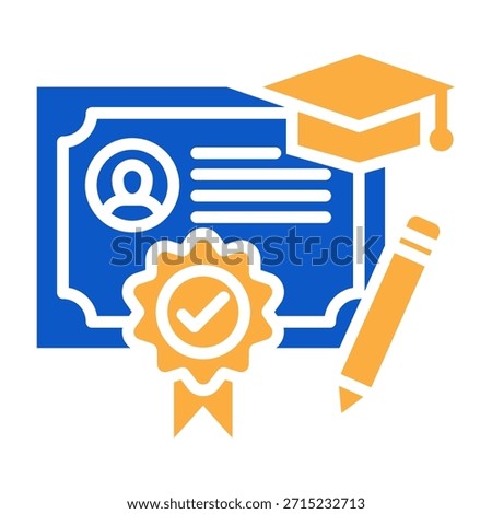 Certificate Authority Icon Solid Color Design Vector Illustration