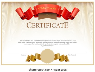 Certificate. Award background. Gift voucher. Template diplomas currency Vector illustration