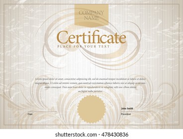 Certificate. Award background. Gift voucher. Template diplomas currency Vector illustration