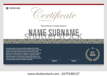 certificate award design with a modern theme with a traditional touch