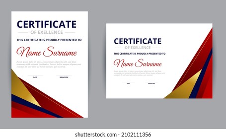 Certificate Award Design Template. A clean modern certificate with a gold badge. Certificate border template with luxury and modern line pattern. Diploma Certificate vector template