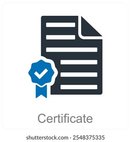 Certificate and award icon concept
