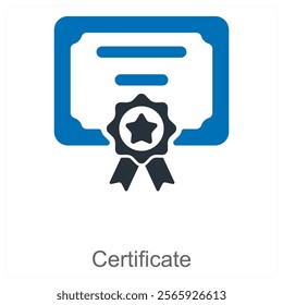Certificate and award icon concept