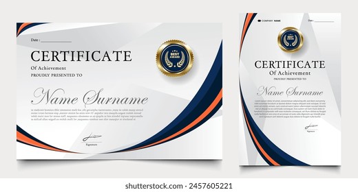 certificate awarded with modern background. graduation design elements, best employees and others.