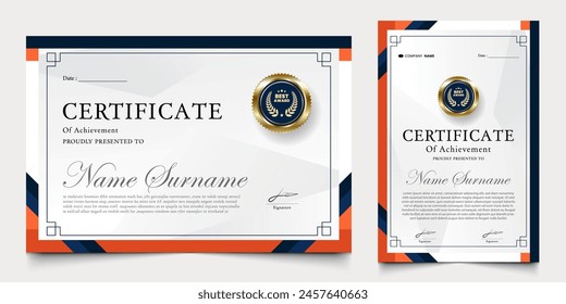 certificate awarded with modern background. graduation design elements, best employees and others.