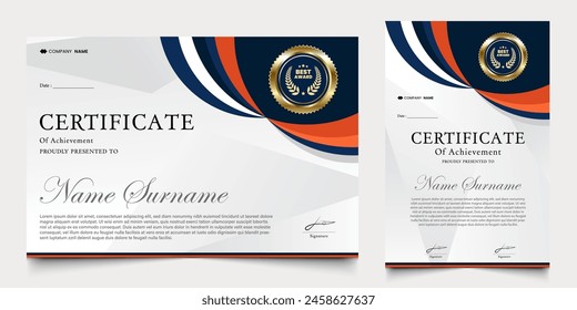 certificate awarded with modern background. graduation design elements, best employees and others.