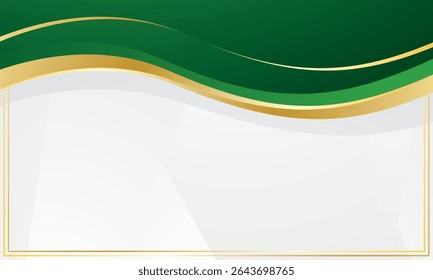 Zertifikathintergrund mit abstrakten grünen Goldwellen