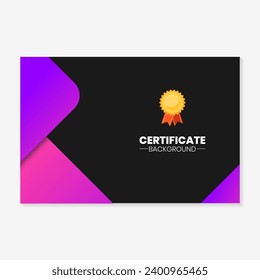 certificate background design template with a combination of purple and black