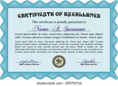 Certificate. With background. Vector pattern that is used in currency and diplomas.Cordial design. 