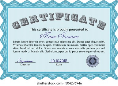 Certificate. With background. Vector pattern that is used in currency and diplomas.Cordial design. 