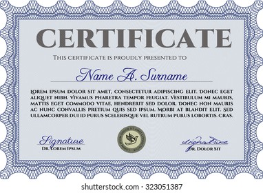 Certificate. With background. Vector pattern that is used in currency and diplomas.Cordial design. 