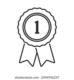 Certificate badge award 1st icon. Premium quality. Seal stamp. Achievement badge. Profile Verification. Quality mark. Vector check mark. Approval sign. Task done. Project completed.