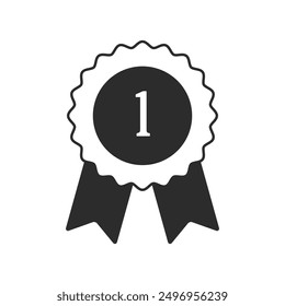 Certificate badge award 1st icon. Premium quality. Seal stamp. Achievement badge. Profile Verification. Quality mark. Vector check mark. Approval sign. Task done. Project completed.