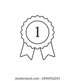 Certificate badge award 1st icon. Premium quality. Seal stamp. Achievement badge. Profile Verification. Quality mark. Vector check mark. Approval sign. Task done. Project completed.