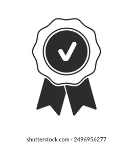 Certificate badge award icon. Premium quality. Seal stamp. Achievement badge. Profile Verification. Quality mark. Vector check mark. Approval sign. Task done. Project completed.