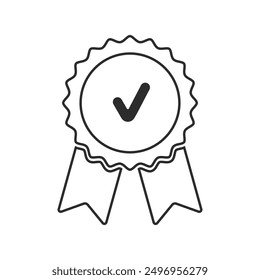 Certificate badge award icon. Premium quality. Seal stamp. Achievement badge. Profile Verification. Quality mark. Vector check mark. Approval sign. Task done. Project completed.