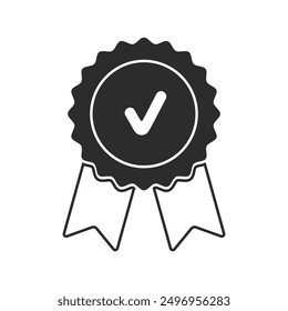 Certificate badge award icon. Premium quality. Seal stamp. Achievement badge. Profile Verification. Quality mark. Vector check mark. Approval sign. Task done. Project completed.