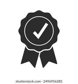 Certificate badge award icon. Premium quality. Seal stamp. Achievement badge. Profile Verification. Quality mark. Vector check mark. Approval sign. Task done. Project completed.