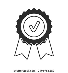 Certificate badge award icon. Premium quality. Seal stamp. Achievement badge. Profile Verification. Quality mark. Vector check mark. Approval sign. Task done. Project completed.