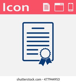 certificate with badge flat vector icon 
