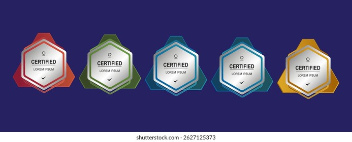 Certificate badge hexagon template for business company vector illustration