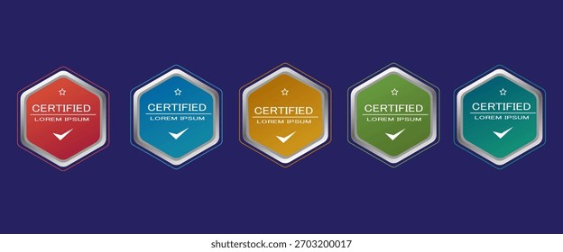 Ilustración vectorial de Plantilla hexagonal de insignia de certificado
