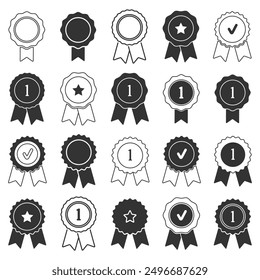 Certificate badge icon. Premium quality. Seal stamp. Achievement badge. Profile Verification. Quality mark. Vector check mark. Approval sign. Task done. Project completed.