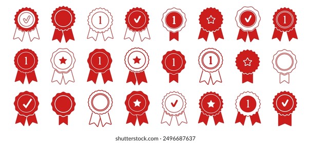 Certificate badge icon. Premium quality. Seal stamp. Achievement badge. Profile Verification. Quality mark. Vector check mark. Approval sign. Task done. Project completed.