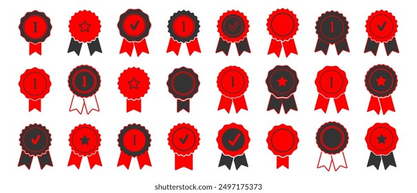 Certificate badge icon. Premium quality. Seal stamp. Achievement badge. Profile Verification. Quality mark. Vector check mark. Approval sign. Task done. Project completed.