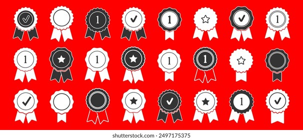 Certificate badge icon. Premium quality. Seal stamp. Achievement badge. Profile Verification. Quality mark. Vector check mark. Approval sign. Task done. Project completed.