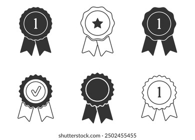 Certificate badge icon. Premium quality. Seal stamp. Achievement badge. Profile Verification. Quality mark. Vector check mark. Approval sign. Task done. Project completed.