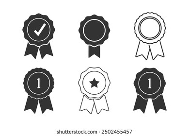 Certificate badge icon. Premium quality. Seal stamp. Achievement badge. Profile Verification. Quality mark. Vector check mark. Approval sign. Task done. Project completed.