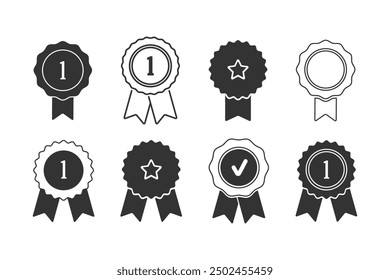 Certificate badge icon. Premium quality. Seal stamp. Achievement badge. Profile Verification. Quality mark. Vector check mark. Approval sign. Task done. Project completed.