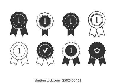 Certificate badge icon. Premium quality. Seal stamp. Achievement badge. Profile Verification. Quality mark. Vector check mark. Approval sign. Task done. Project completed.