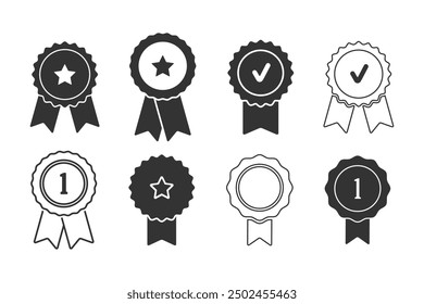 Certificate badge icon. Premium quality. Seal stamp. Achievement badge. Profile Verification. Quality mark. Vector check mark. Approval sign. Task done. Project completed.